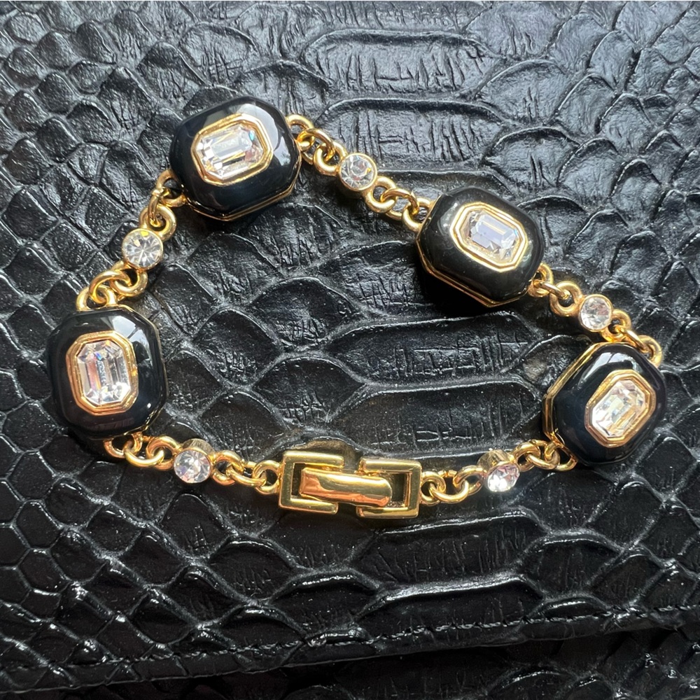 Vintage Monet Soft Black Enamel Bracelet